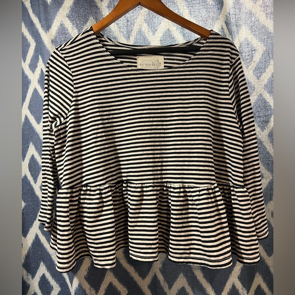We The Free Black and White Striped Top
